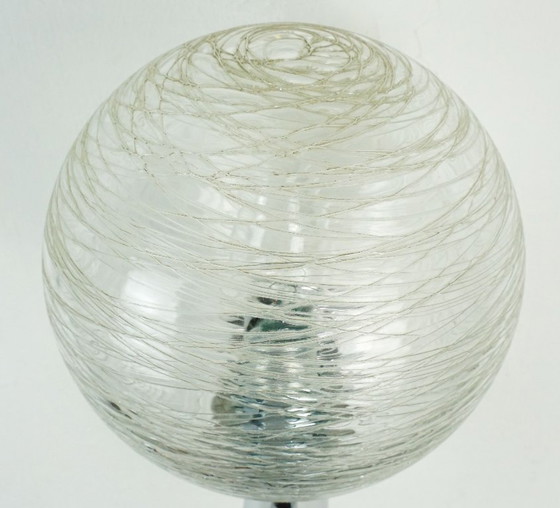 Image 1 of coppia di eleganti applique vintage in vetro strutturato e cromo anni '70 e '80