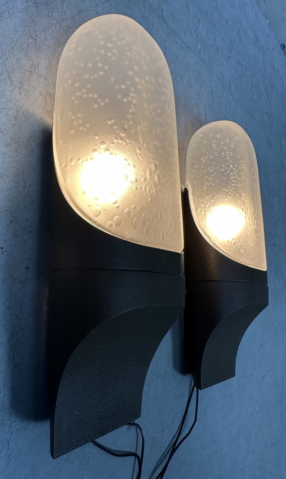 Image 1 of 2x Lampada da parete vintage in vetro smerigliato - Hans Popp