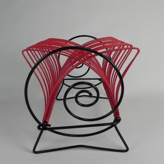 Record rack for singles or LPs, 1950s – Magazine rack, Iron, Plastic (photo 10 of 10)
