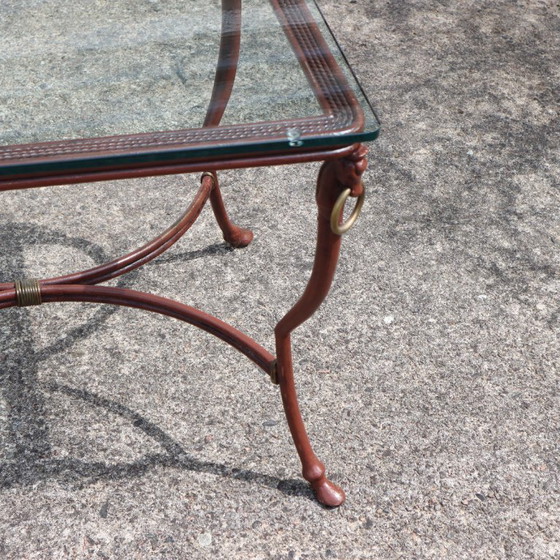 Image 1 of Tavolino da caffè francese d'epoca in ferro e vetro - Tavolino da cocktail - Tavolino da salotto - Anni '80