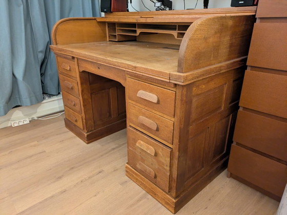 Image 1 of Antique oak wood Art Deco shutter desk