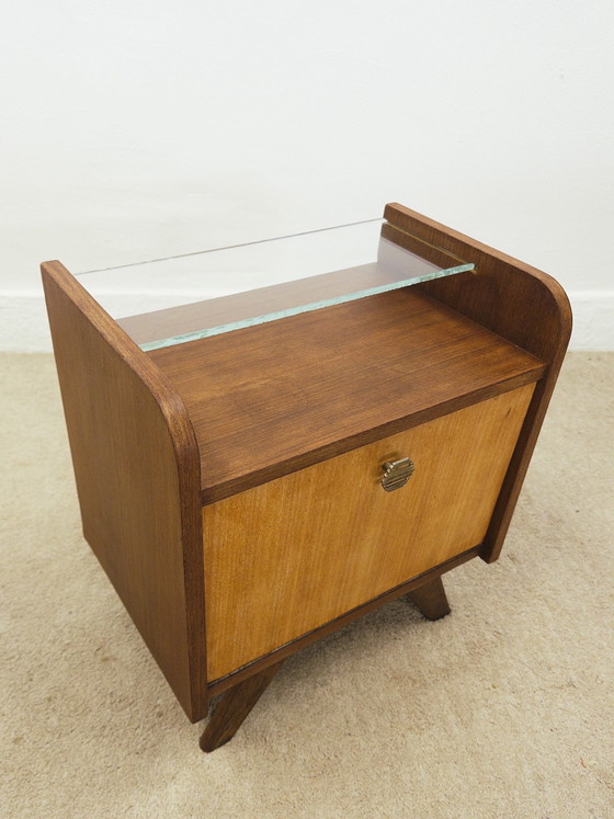 Comodino Mid-century, Comodini, Vetro, Legno, Marrone (foto 6 di 7)