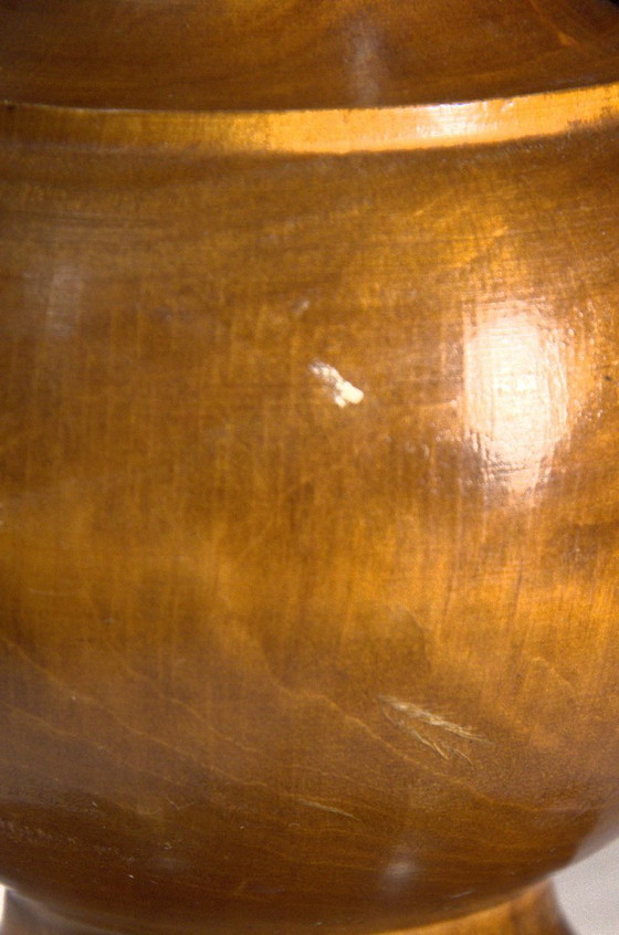 Retro- of westernlamp van gedraaid hout en goudkleurig metaal, 37x57 cm – Tafellampen, Metal, Wood (photo 3 of 8)