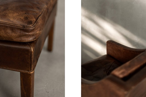 Vintage Mid-Century Deense moderne lounge lederen stoel & poef model 2207 door Børge Mogensen voor (photo 40 of 51)