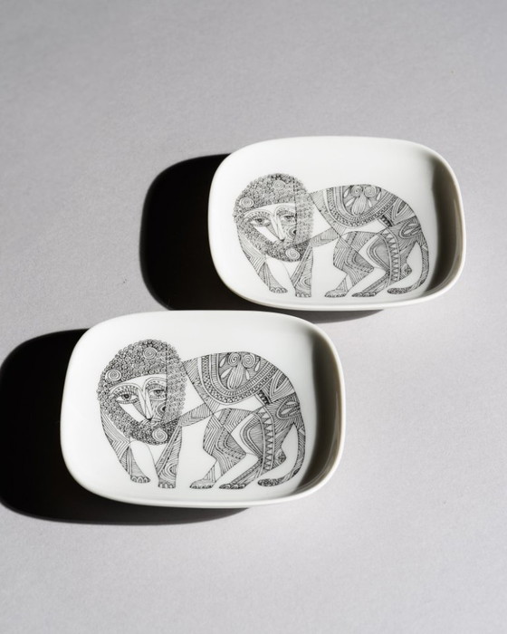Image 1 of Rosenthal Studio-Line “Lion” Dish Set Pair of Porcelain Plates by Cuno Fischer