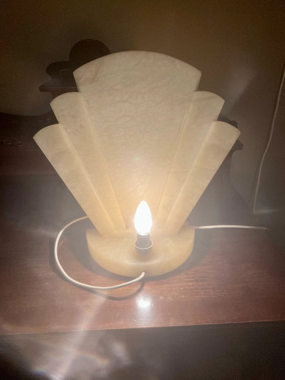 Image 1 of Lámpara de mediados de siglo de estilo Art Déco realizada en piedra italiana transparente