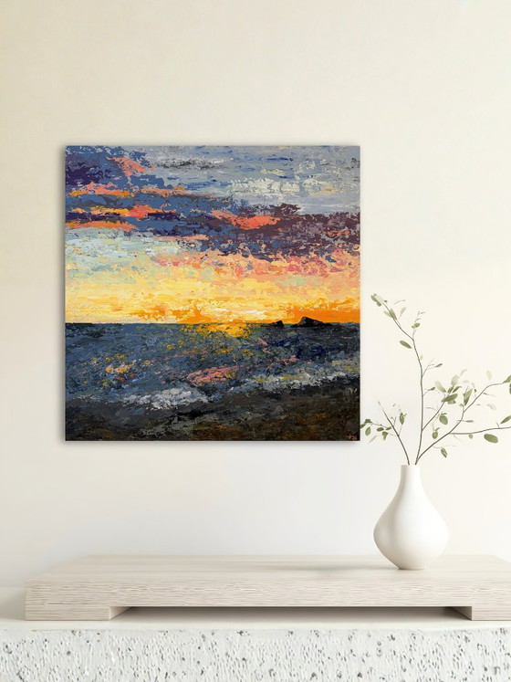 Image 1 of Wild Horses – semi-abstract seascape | expressive impressionism | 60x60 cm