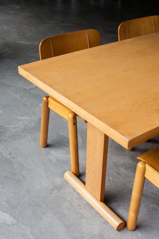 Image 1 of Essgruppe aus Sperrholz mit 5 Stühlen, Italien, 1970er Jahre