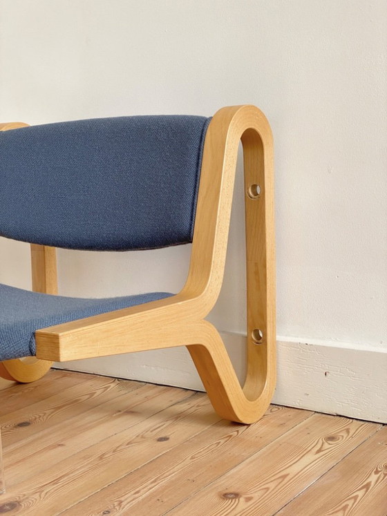 Vintage 4 Danish Wall Chairs + 1 Table Magnus Olesen – Chairs and lounge chairs, Textile, Wood (photo 5 of 14)