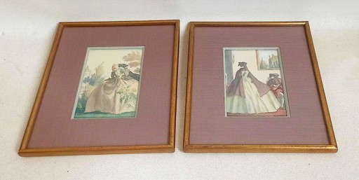 Paar originaler Aquarelle und Gouachen von Ferdinand Fargeot 1946