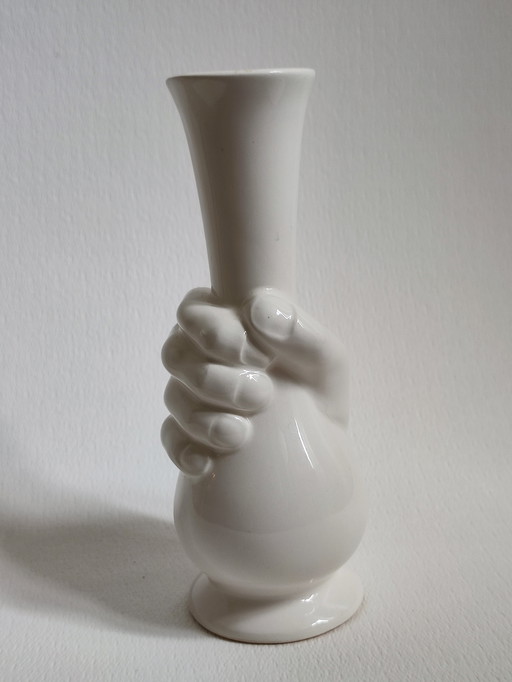 Vintage Vase With Hand White 17 Cm Ceramic Made in Holland Royal Delft