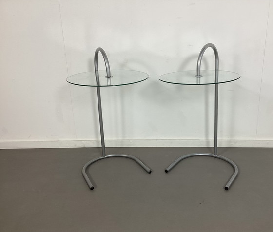 Image 1 of 2 tables vintage Ikea Ry chromées avec verre Björklund 