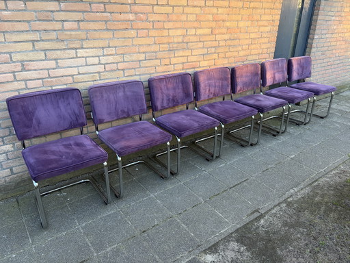 7 Zuiver Ridge Rib Tubular Frame Chairs