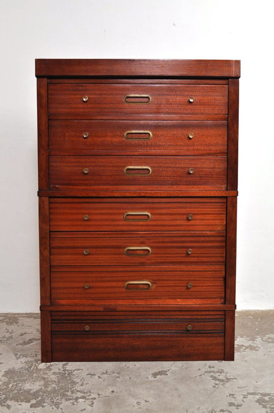 Cassettiera modulare in mogano / schedario, anni '50 – Cassettiere, Legno, Vintage (photo 4 of 13)