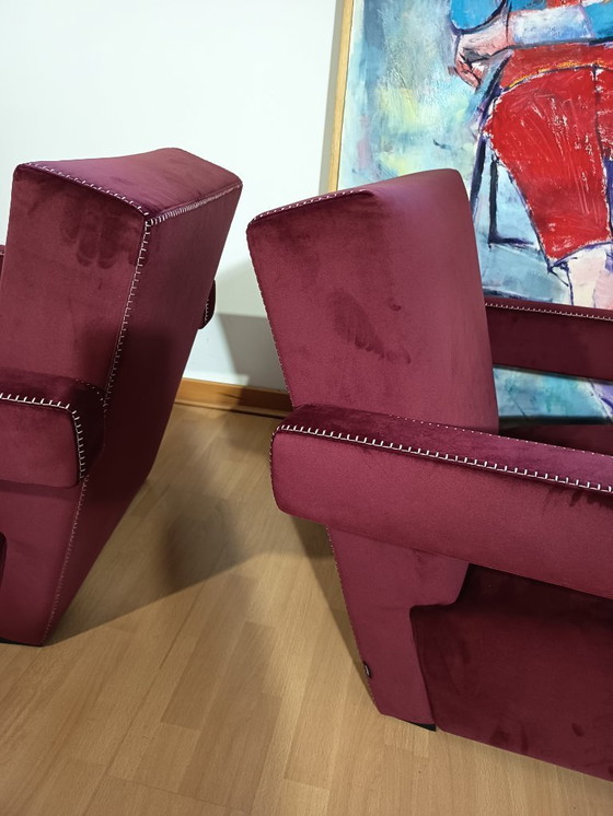 Image 1 of CASSINA 2X Poltrone 637 UTRECHT  (NUOVE MAI USATE) in Velluto 13L Ortigia/Plum con Cuciture in filo Naturale a punta Cavallo