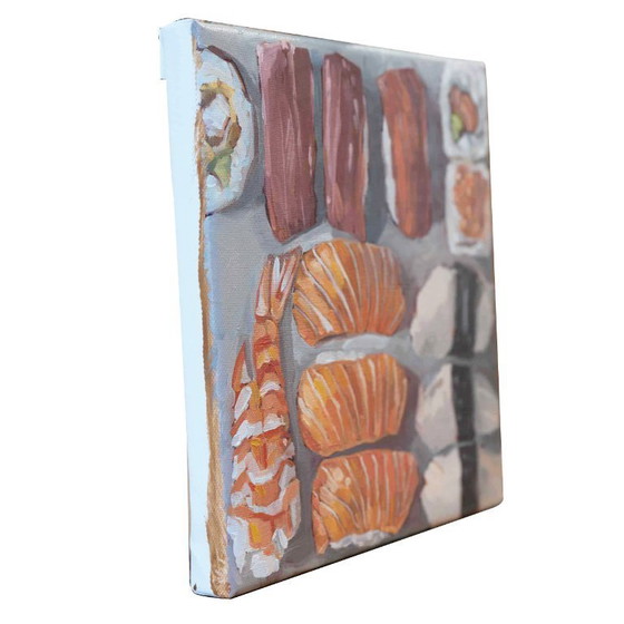 Image 1 of Sushi, oil on canvas, 20x20 cm, Sandra Kolondam
