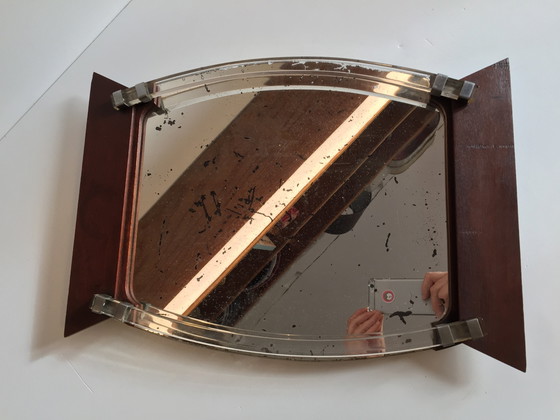 Image 1 of Specchio Art Déco e vassoio in legno Francia