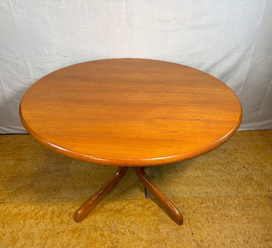 Image 1 of Mid Century Retro Teak Round Dining Table Danish, Circa 1960  A stylish mid century modern round teak dining table, Danish made 