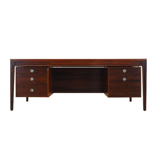 Escritorio Diplomat de palisandro, diseño danés, década de 1970, diseñador: Finn Juhl, fabricante: France & Son
