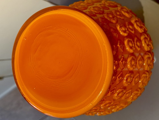 Stelvia Vintage 1960s Orange Opaline Glass Vase (Opalina Fiorentina) Empoli Italy – stelvio empoli (photo 9 of 9)