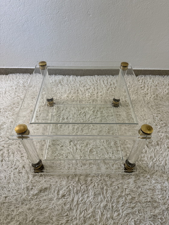 Image 1 of Brass Plexiglas Coffee Table 70s