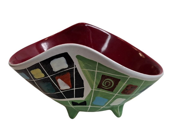 Image 1 of Deruta Italy 1950s Bowl – Mid-Century Modern – Geometric Designer Ceramics