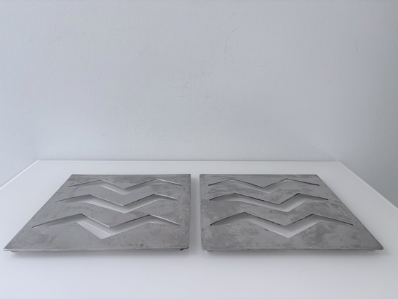 Set of 2 Stainless Steel Coasters Geometric Design – Table accessories, Aluminium, rvs (photo 7 of 8)