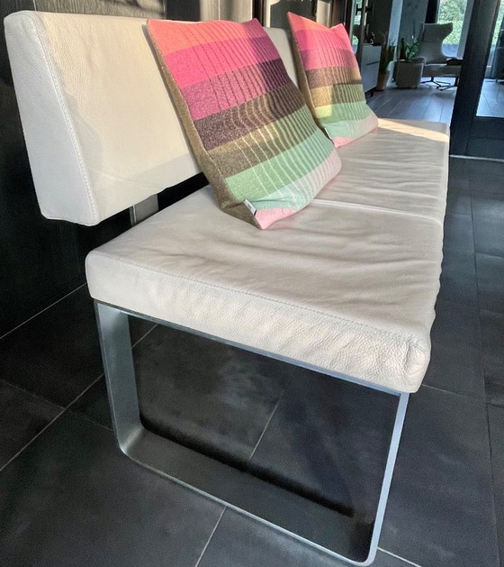 Image 1 of Banc de salle à manger Rolf Benz en cuir gris clair