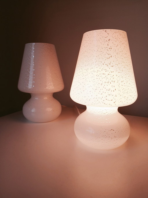 Coppia di lampade fungo in vetro di Murano
