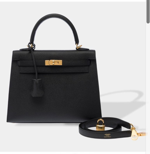 Sac HERMES Kelly 25 en Cuir Noir - 103510