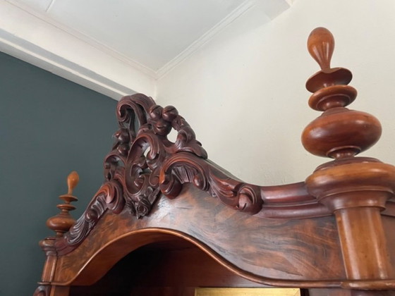 Precioso armario antiguo Bonheur de 1860-1870 con puerta de espejo. – Wood (photo 5 of 5)