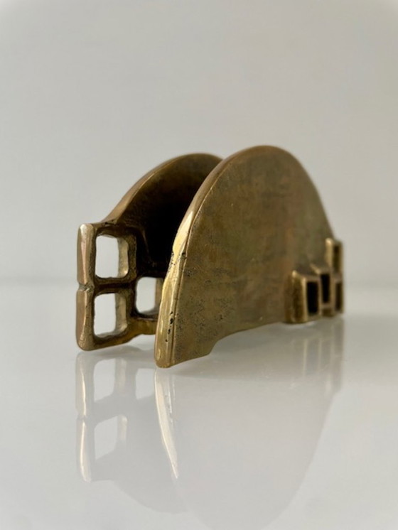 Image 1 of Brutalist messing servethouder van Heinz Goll jaren 60