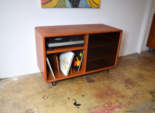 Danish Dyrlund Teak LP Vinyl Sideboard Hifi Phono Record Cabinet