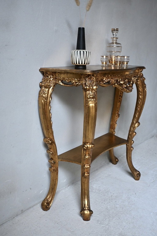 Wunderschöner Biscottini-Barockkonsolentisch mit Blattgold