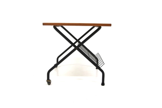 Stringbord Teak Beistelltisch, Schweden, 1950, Beistelltische, Metall, Scandinavian (Foto 4 von 5)
