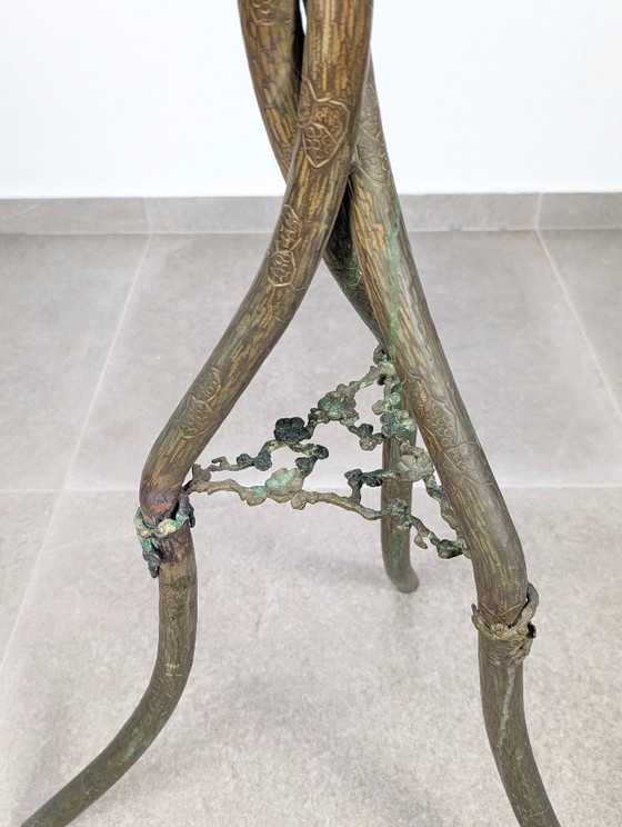 Image 1 of Mesa japonesa Art Nouveau de la década de 1920, de bronce y latón con motivo de libélula.