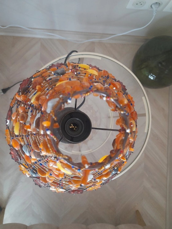 Image 1 of Lampe à poser en cristal ambré Vintage Hollywood Regency