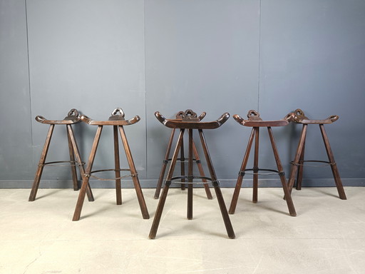 Tabourets de bar brutalistes du milieu du siècle dernier - ensemble de 6, 1960