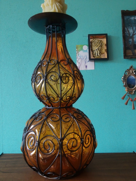 Image 1 of Amazing 60s one-of-a-kind brutalist hand-blown Murano/Venetian candlestick