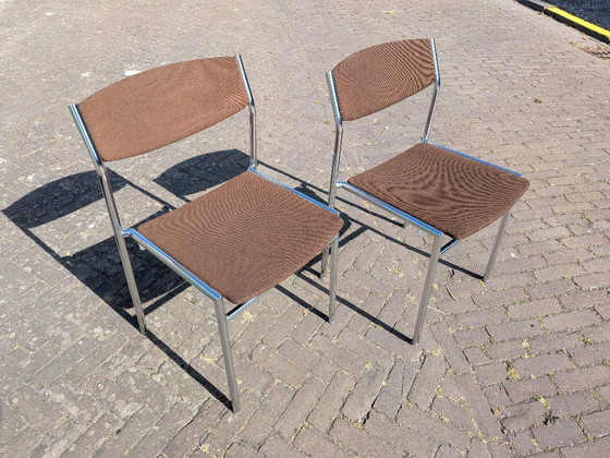Image 1 of Set van 2 Vintage Gijs van der Sluis Eetkamerstoelen – Jaren 70 Dutch Design