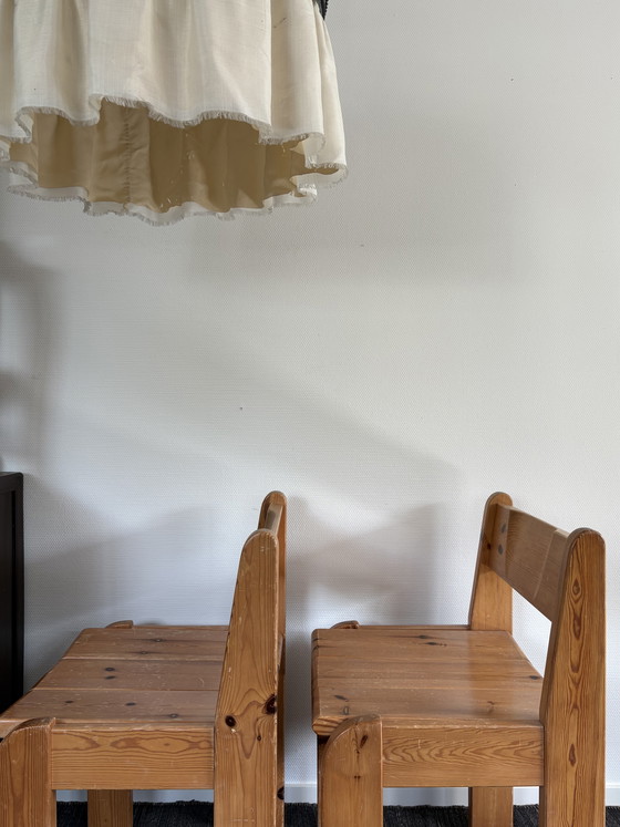 Image 1 of   Vintage Ate van Apeldoorn set pine wood stoelen brutalist