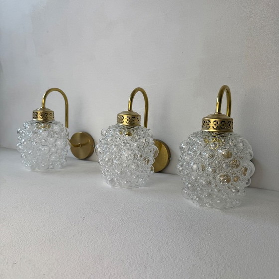 Lot 3 Ancienne Appliques En Verre Bullé Vintage – Appliques murales, Glass (photo 5 of 13)
