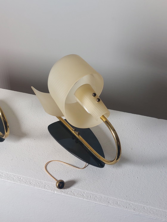 Image 1 of Coppia di lampade da parete vintage di metà secolo in ottone Geru