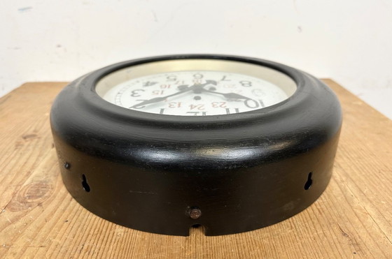 Image 1 of Black Industrial Factory Wall Clock from Siemens, 1930s