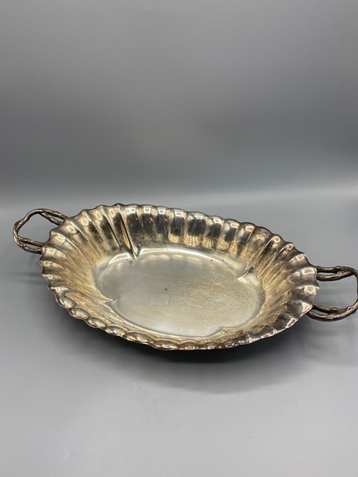 Art Nouveau verzilverde tafelmand met takken als handvatten – decoratieve objecten
