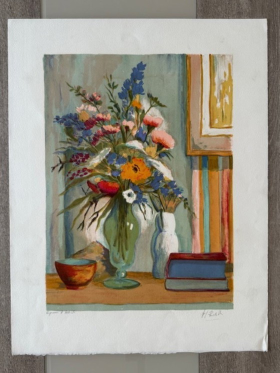 Image 1 of Lithograph "Bouquet of Flowers" by Pierre Marie Rudelle