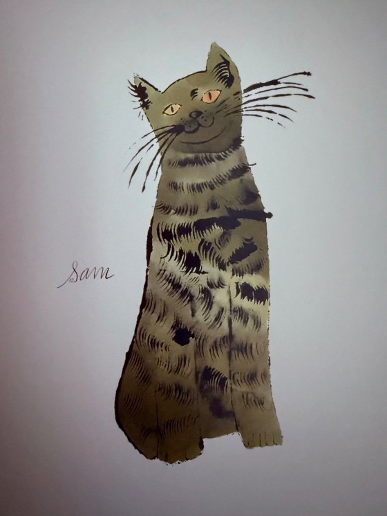 Image 1 of Andy Warhol: "Green Sam, 1954 circa".  Firmato sulla lastra.