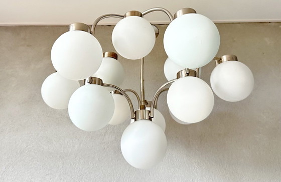 Vintage Boulanger Sputnik Lamp, Ceiling lights, Glass, Metal, Silver (photo 2 of 13)