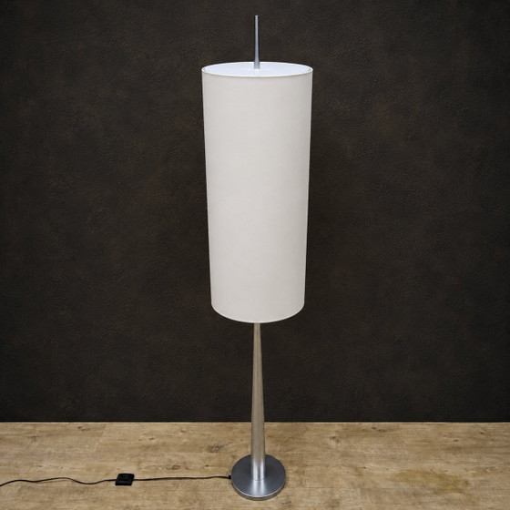 Vintage space age design vloerlamp DAB Spanje David Abad (1990s) space needle – Vloerlampen, Chrome, Textile (photo 4 of 15)