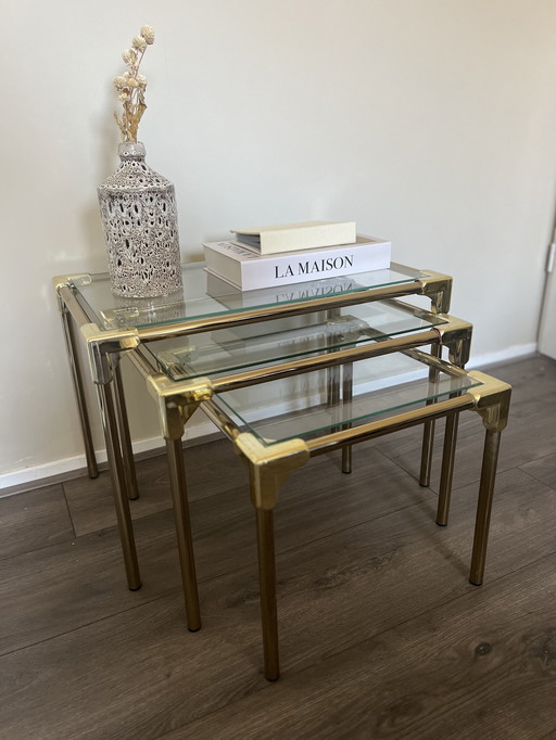 tables d'appoint vintage en laiton